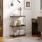 Walnut 3 Tier Storage Rack Open Shelf Metal Frame Bookcase for Small Spaces